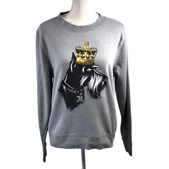 Juicy Couture Tops - Juicy Couture Gray Dog with Crown Sweatshirt S